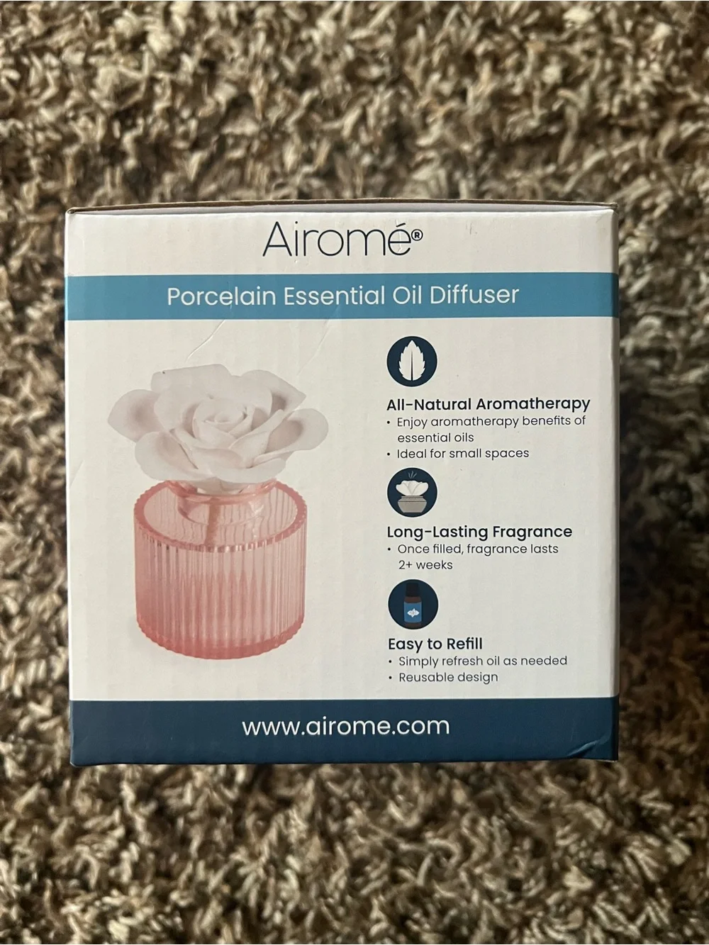 Small Rose Porcelain Essential Oil Diffuser New In Box (Open Box)